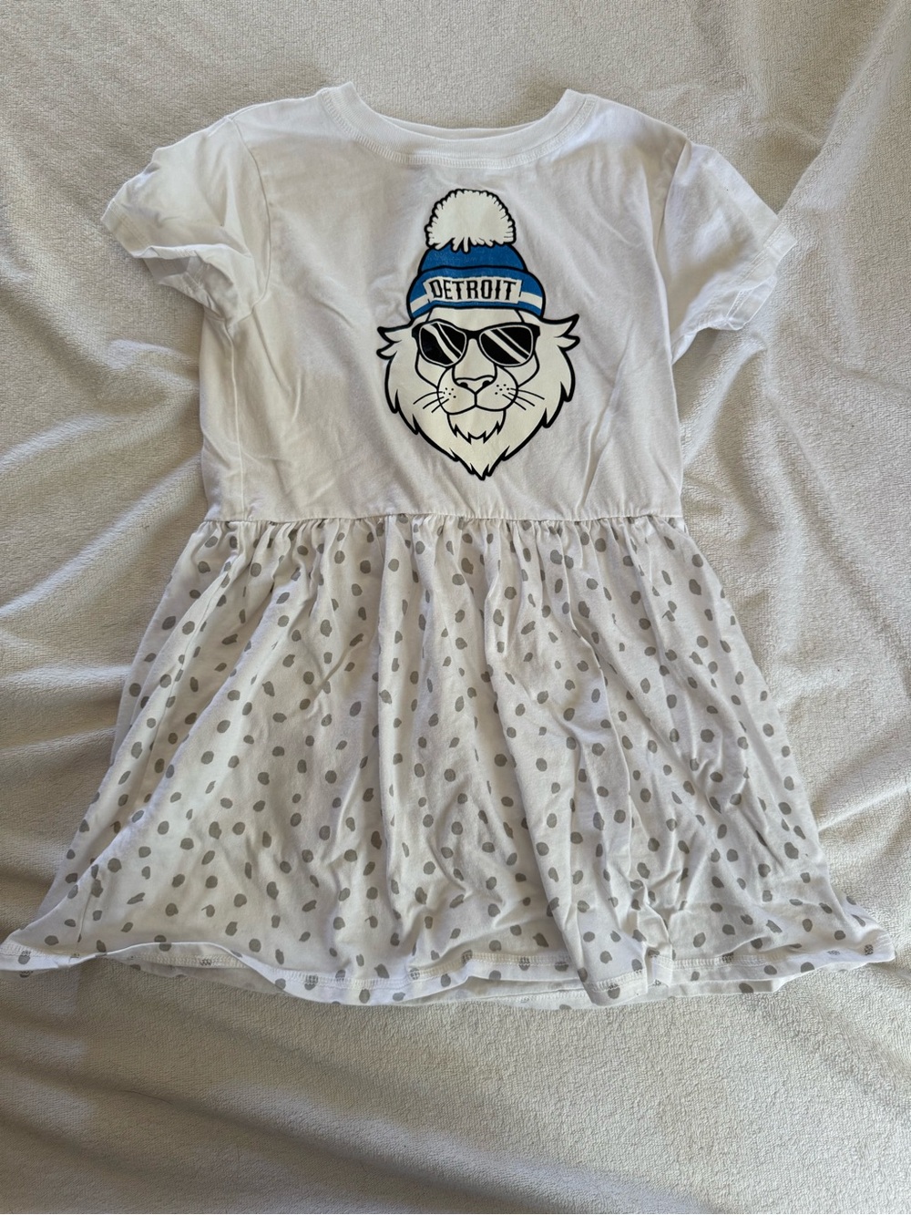 NWOT White Kids Dress with 'Detroit' Lion Graphic